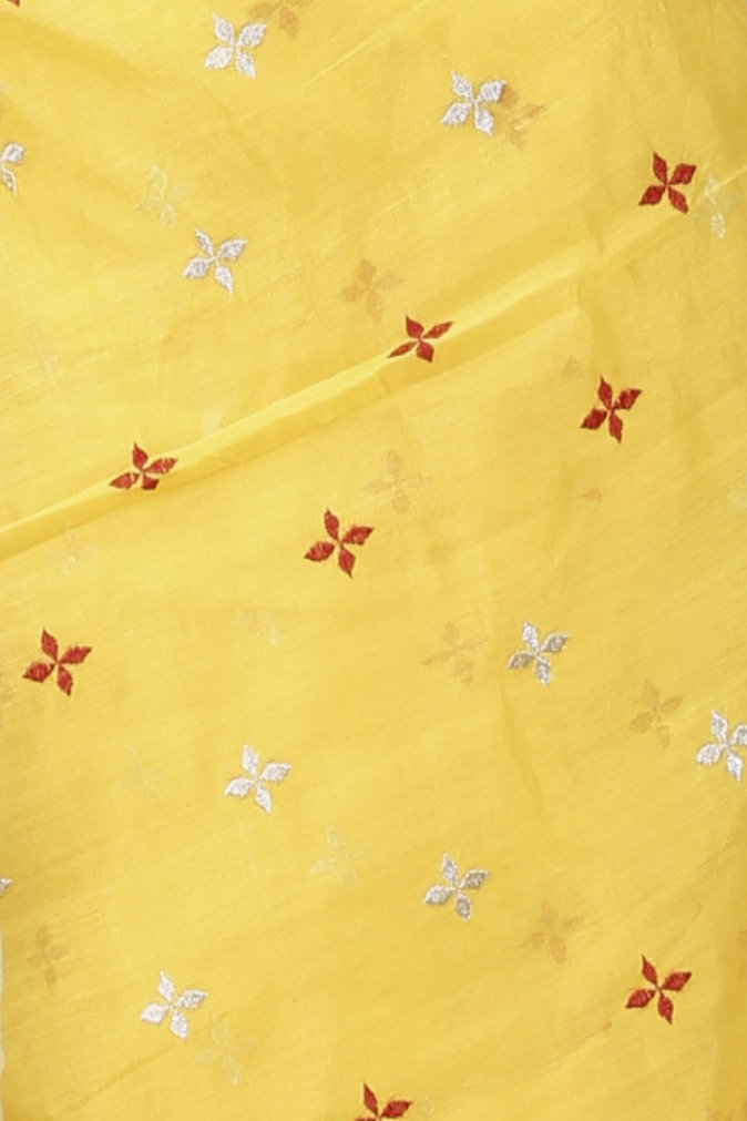 Yellow Blended Cotton Tamasi Hand Loom Saree (1211)